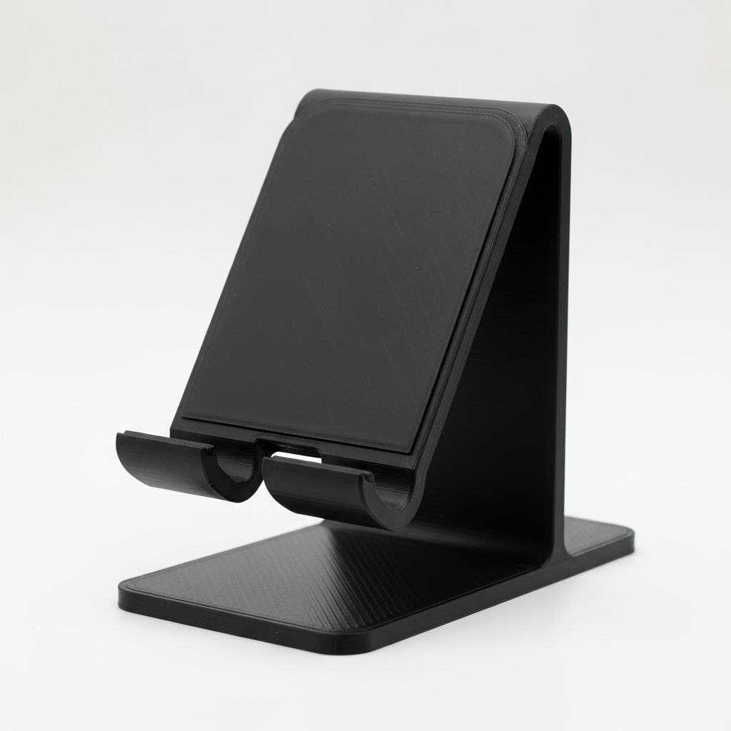Matte black 3D printed phone stand