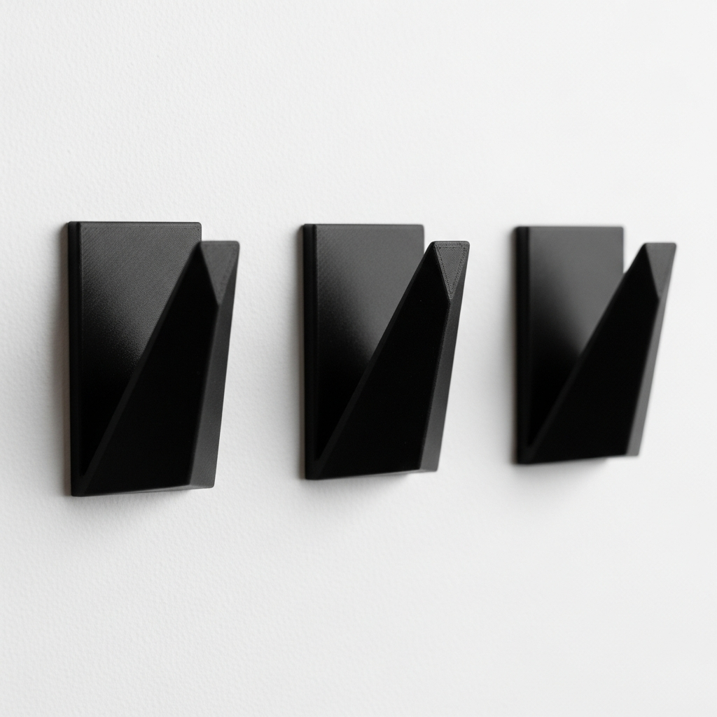 Matte black 3D printed wall hooks