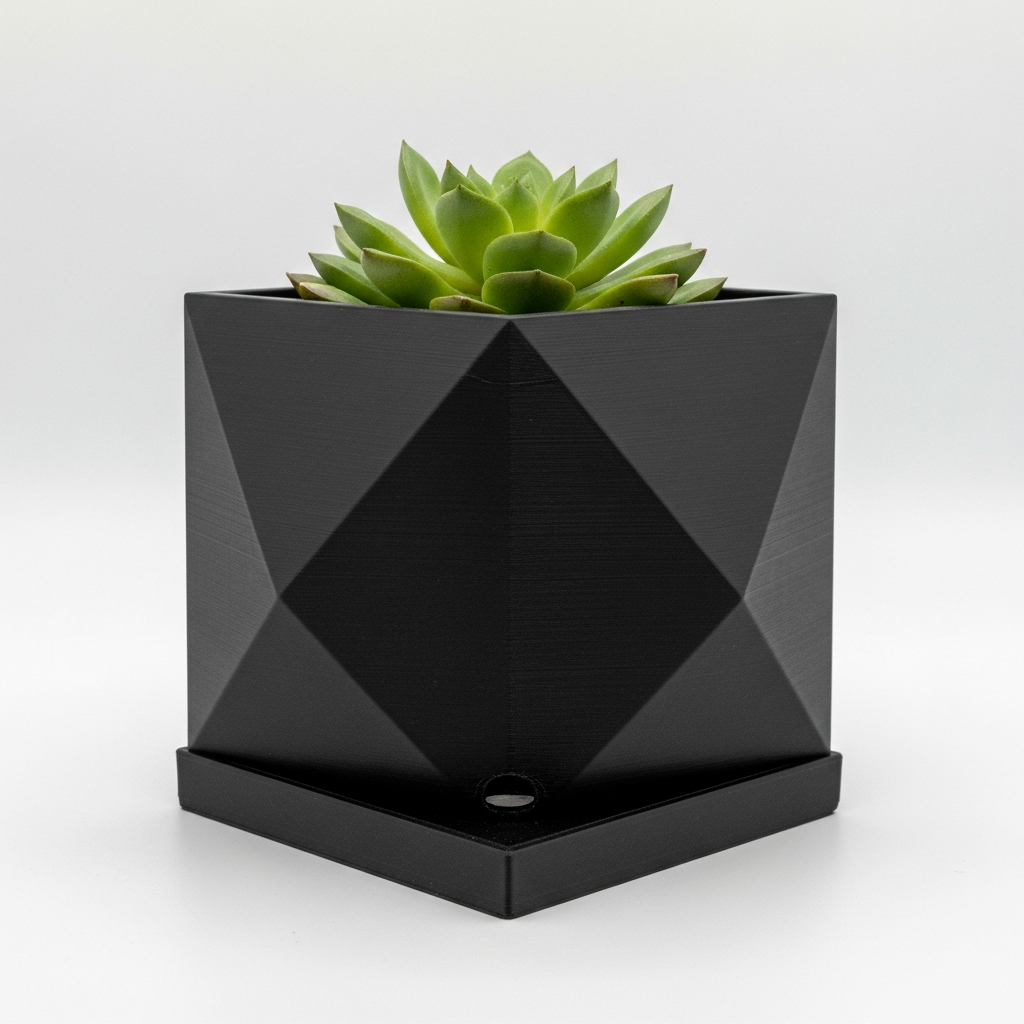 Matte black 3D printed planter